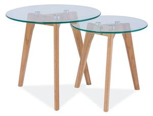 Přístavný stolek USLU dub/sklo