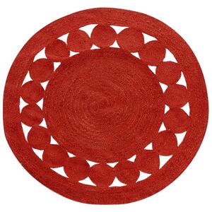 Kulatý jutový koberec ø 120 cm červený KOYUNLU