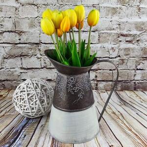 Umělé tulipány latexové žluté, 39 cm- svazek 3 ks