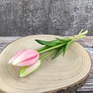 Umělé mini tulipány gumové- růžové, svazek 3 ks, 24 cm