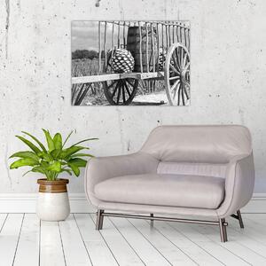 Obraz - Přívěsný vozík, černobílá (70x50 cm)