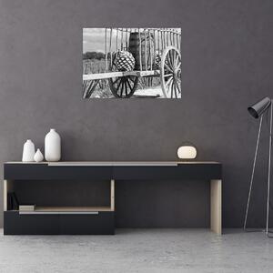 Obraz - Přívěsný vozík, černobílá (70x50 cm)