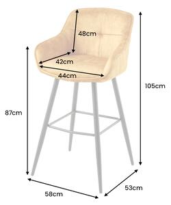 Designová barová židle Natasha hořčicový samet - Skladem