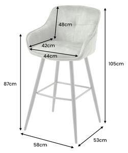 Designová barová židle Natasha zelený samet - II. třída