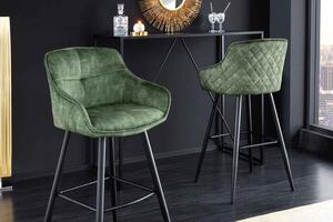 Designová barová židle Natasha zelený samet