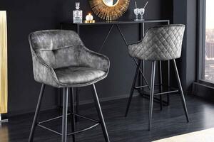 Designová barová židle Natasha šedý samet - Skladem