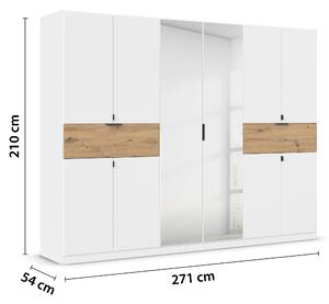 Šatní skříň TICAO VI alpská bílá/dub artisan, šířka 271 cm