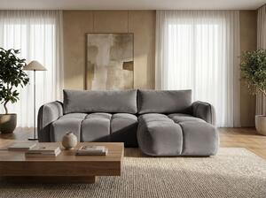 Rohová rozkládací sedací souprava EAPRIS - tmavě popelavá, pravé provedení