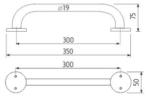 Nimco Uni madlo do koupelny a WC 300x19 mm BM 3035-18