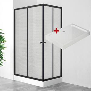 WellMall POINT BLACK LOR 100x80 Grape Obdélníkový sprchový kout s akrylátovou vaničkou 8595703848001