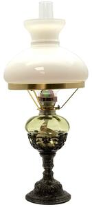 Floriánova huť Petrolejová lampa BARBORA 50 cm lesní zelená zdobená cínem FL0058