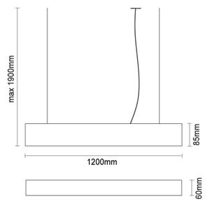 LED Lustr na lanku LED/55W/230V 3000/4000/6500K 120 cm černá