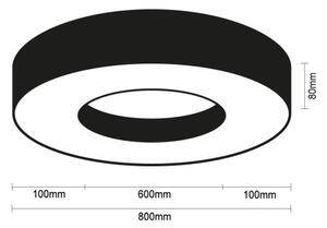 LED Stropní svítidlo LED/80W/230V 3000/4000/6500K pr. 80 cm černá