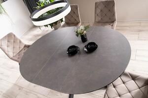 Rozkládací jídelní stůl JUSTIAN - tmavě šedý / matný černý