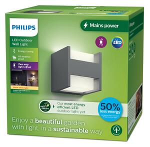 Venkovní nástěnné svítidlo Philips LED Arbour UE, 2 světla 2 700 K