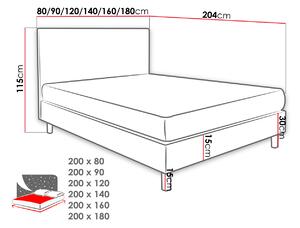 Čalouněná manželská postel 180x200 NECHLIN 3 - světlá šedá
