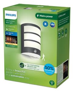 Venkovní nástěnné svítidlo Philips LED Python UE, antracit, senzor