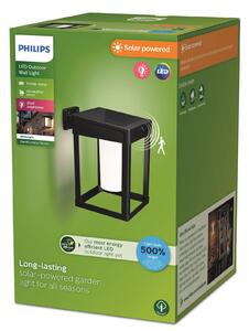 Solární nástěnná lampa Philips LED Camill, černá/bílá, 14 x 14 cm