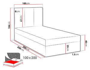 Kontinentální dětská postel 100x200 LOBO - šedá, levé provedení + topper ZDARMA