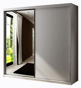 Zrcadlová šatní skříň 200 cm s modrým LED osvětlením ELVIRA 5 - bílá