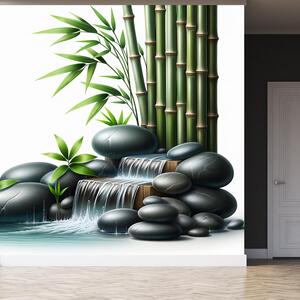 Fototapeta - Potůček s bambusy (245x170 cm)