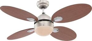 GLOBO WADE I 03180 - Stropní svítidlo s ventilátorem nikl matný, 1xE14 60W, 3 rychlosti, 2 směry otáčení, Ø 106,6 cm, výška 37 cm (Globo 0318 stropní svítidlo s ventilátorem Wade 1x60W)