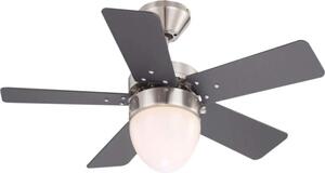 GLOBO 0332 MARVA - Stropní ventilátor s osvětlením, nikl matný, 1xE27 60W, 3 rychlosti, 2 směry otáčení, Ø 76 cm, výška 41 cm (Stropní ventilátor - výprodej posledního kusu!)