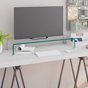 TV stolek / podstavec na monitor čiré sklo 80x30x13 cm