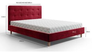 Čalouněná jednolůžková postel NOOR - 120x200, růžová