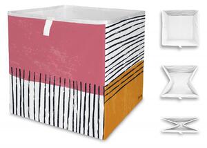 Úložná krabice black stripes in colours, 32x32cm