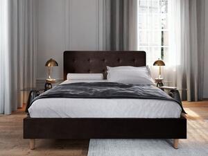 Čalouněná manželská postel NOOR - 140x200, tmavě hnědá