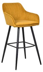 Noble Home Hořčicově žlutá sametová barová židle Trin