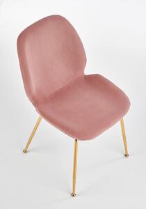 Židle K381 zlatý kov / růžová látka