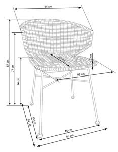 Židle K407 černý kov / přírodní ratan