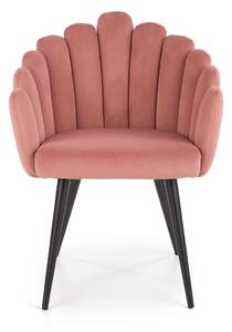 Židle K410 černý kov / látka růžový manšestr