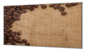 Ochranná deska zrna kávy na jutě - 52x60cm / S lepením na zeď