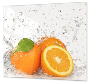 Ochranná deska pomeranče ve vodě - 40x40cm / S lepením na zeď