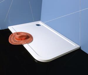 Polysan, AURA sprchová vanička z litého mramoru, čtverec 80x80x4cm, bílá, 42511