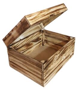 Dřevěný box s víkem 40x30x21 cm - opálený