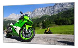 Ochranná deska sportovní motorka v horách - 52x60cm / S lepením na zeď