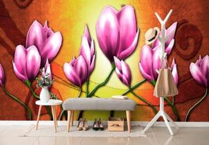 Tapeta abstrakce fialkové květiny - 150x100 cm
