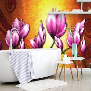 Tapeta abstrakce fialkové květiny - 375x250 cm