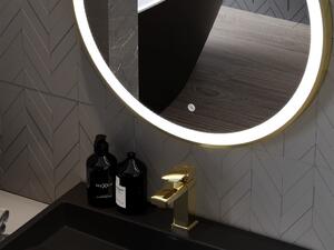 MEXEN - Esso zrcadlo s osvětlením 90 cm, LED 6000K zlatý rám 9825-090-090-611-50