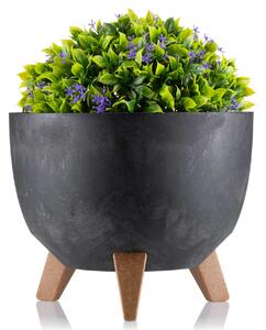 PLASTOVÝ KVĚTINÁČ ROSA ECO 18X29 CM IMITACE BETONU ČERNÁ