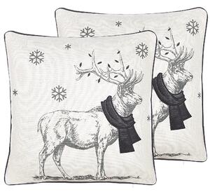 Sada 2 dekorativních polštářů s vánočním motivem 45 x 45 cm černobílá SVEN