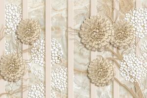 Samolepící tapeta abstraktní květiny na mramoru - 450x300 cm