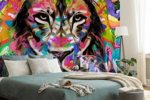Samolepící tapeta barevná hlava lva - 225x150 cm