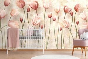 Tapeta krásné tulipány na abstratním pozadí - 150x100 cm
