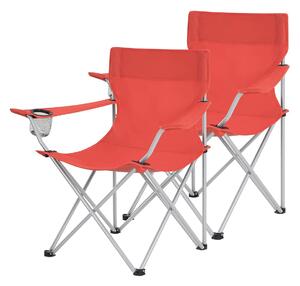 SONGMICS Skládací židle - červená - 84x52x81 cm - 2 ks