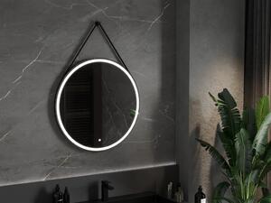 MEXEN - Reni zrcadlo s osvětlením,s 80 cm, LED 6000K, černý rám 9812-080-080-611-70
